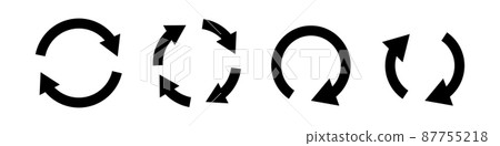 A set of rotating arrows of various shapes. vector. 87755218