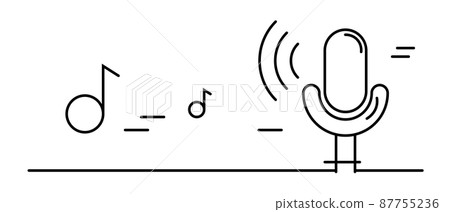 Simple background for microphones and musical notes 87755236