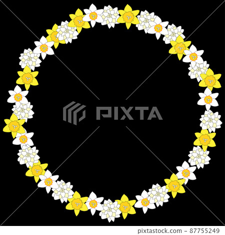 March flower frame black background: lipstick daffodils, daffodils, elricher and yellow ribbon March flower frame black background: lipstick daffodils, daffodils, elricher and yellow ribbon 87755249