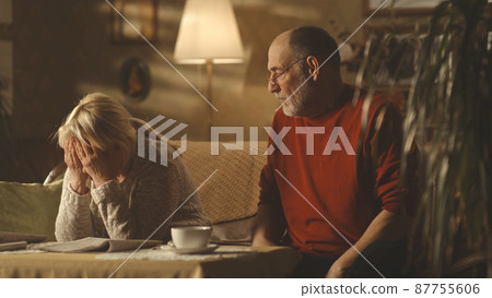 Senior couple arguing at home 87755606