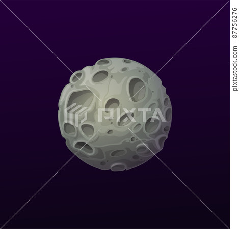Space gray volcanic planet with craters. Galaxy sphere with potholed gray surface. Vector globe in alien universe. Ui game object, fantasy comet, meteor isolated astronomical object in deep space Space gray volcanic planet with craters. Galaxy sphere with potholed gray surface. Vector globe in alien universe. Ui game object, fantasy comet, meteor isolated astronomical object in deep space 87756276