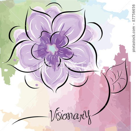 Isolated sketch of violet flower Watercolor background Vector Isolated sketch of violet flower Watercolor background Vector 87756656