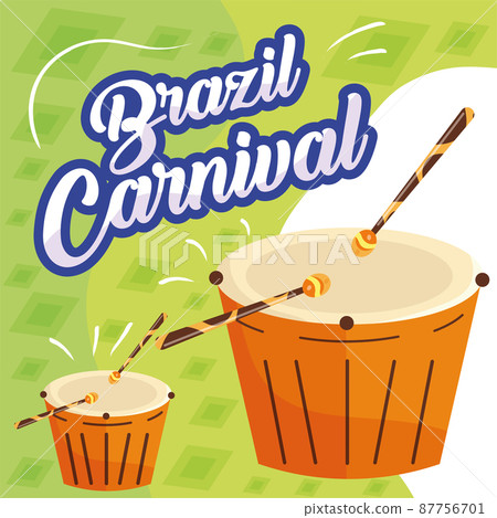 Pair of leather drums Brazil carnival template Vector 87756701