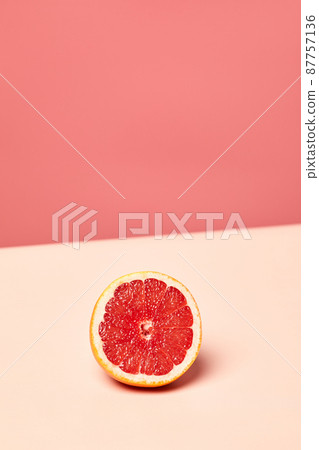 Minimal Grapefruit Flat Lay on Pink 87757136