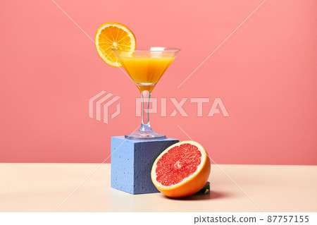 Fresh Citrus Juice on Pink Fresh Citrus Juice on Pink 87757155
