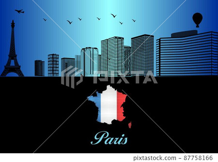 Paris City Skyline Silhouette 87758166
