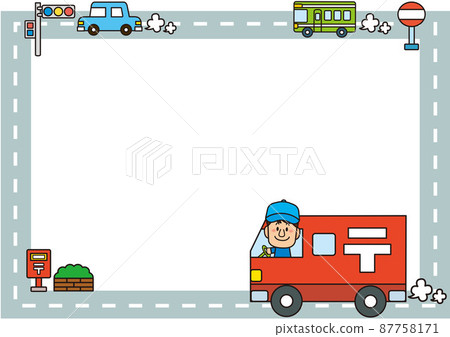 Frame, mail, mail, vehicle, post office, post office, post office worker, delivery, postal car, postal mail, letter, mail, car, 87758171