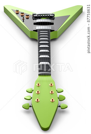Close-up Electric acoustic guitar isolated on white background. 3d render of concept for rock festival poster with heavy metal guitar for music shop Close-up Electric acoustic guitar isolated on white background. 3d render of concept for rock festival poster with heavy metal guitar for music shop 87758631