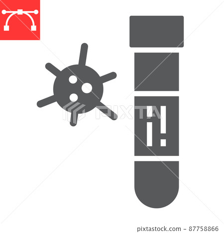 Covid-19 blood test tube glyph icon, coronavirus and diagnosis, blood test tube sign vector graphics, editable stroke solid icon, eps 10. Covid-19 blood test tube glyph icon, coronavirus and diagnosis, blood test tube sign vector graphics, editable stroke solid icon, eps 10. 87758866