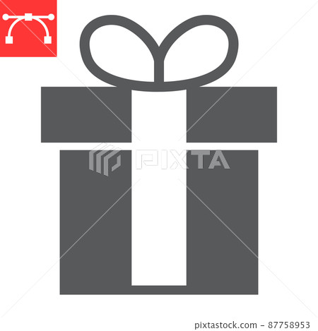 Gift glyph icon, merry christmas and package, present sign vector graphics, editable stroke solid icon, eps 10. Gift glyph icon, merry christmas and package, present sign vector graphics, editable stroke solid icon, eps 10. 87758953