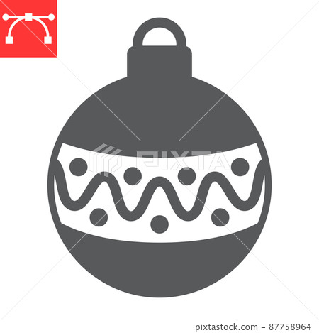 Christmas tree ball glyph icon, merry christmas and xmas, christmas bauble sign vector graphics, editable stroke solid icon, eps 10. 87758964