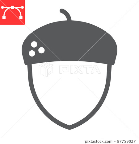 Acorn glyph icon, thanksgiving and oak seed, oak nut sign vector graphics, editable stroke solid icon, eps 10. 87759027