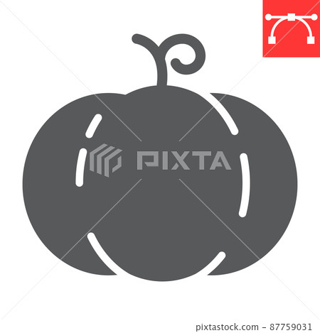 Pumpkin glyph icon, thanksgiving and celebration, pumpkin sign vector graphics, editable stroke solid icon, eps 10. 87759031