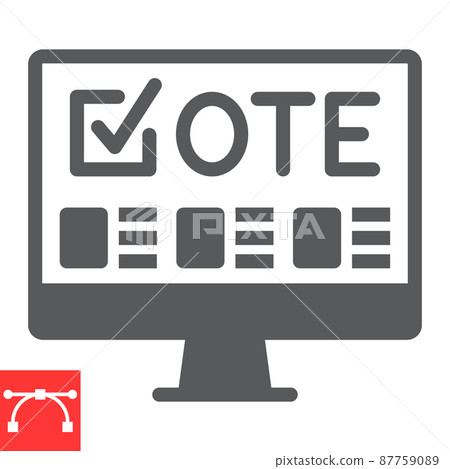 Online voting glyph icon, election and online vote, monitor sign vector graphics, editable stroke solid icon, eps 10. Online voting glyph icon, election and online vote, monitor sign vector graphics, editable stroke solid icon, eps 10. 87759089