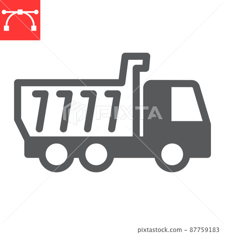 Tipper truck glyph icon, construction and industry, truck sign vector graphics, editable stroke solid icon, eps 10. Tipper truck glyph icon, construction and industry, truck sign vector graphics, editable stroke solid icon, eps 10. 87759183