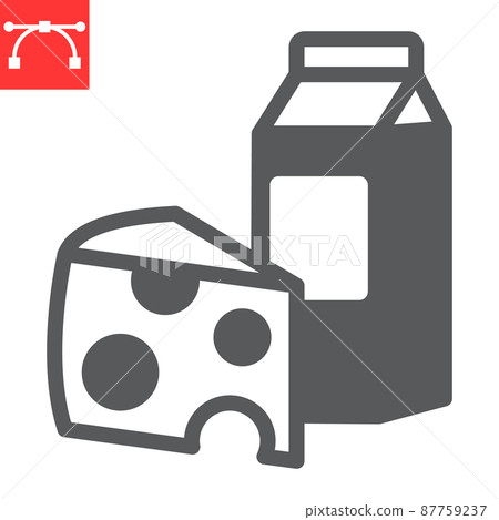 Dairy glyph icon, milk and cheese, dairy sign vector graphics, editable stroke solid icon, eps 10. 87759237