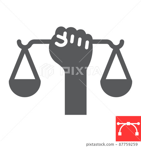 Civil rights glyph icon, scale and balance, lawyer sign vector graphics, editable stroke solid icon, eps 10. 87759259