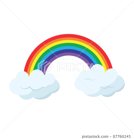 Isolated rainbow between pair of clouds icon Vector 87760245