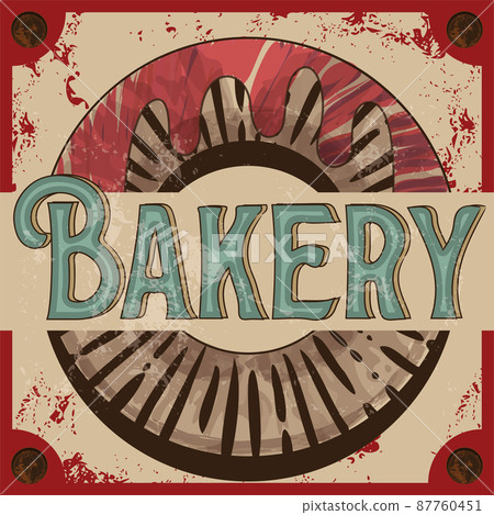 Vintage bakery shop poster illustration premium quality donut Vector Vintage bakery shop poster illustration premium quality donut Vector 87760451