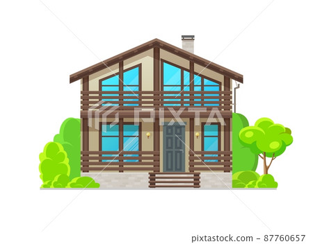Suburban house or bungalow dwelling building facade, vector residential architecture. Family house or villa and duplex apartment, townhouse mansion real estate private property building Suburban house or bungalow dwelling building facade, vector residential architecture. Family house or villa and duplex apartment, townhouse mansion real estate private property building 87760657
