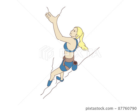 Abseiling Rock climbers climbing up the hill with harnesses 87760790