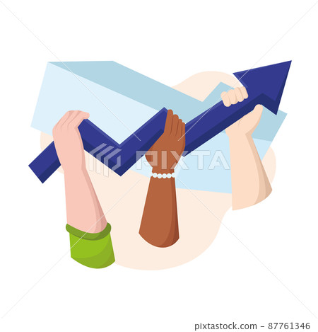 Group of hands holding a graphic arrow Business teamwork concept Vector 87761346