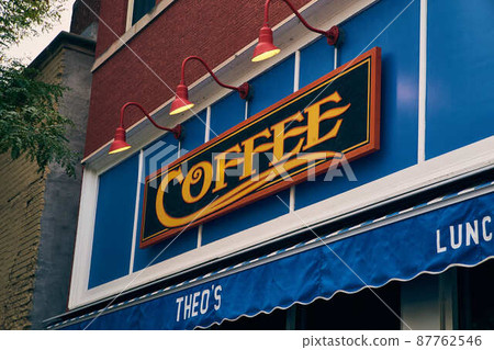 Storefront coffee shop sign generic 87762546