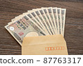 100,000 yen banknote in an envelope 87763317