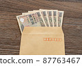 50,000 yen banknote in an envelope 87763467