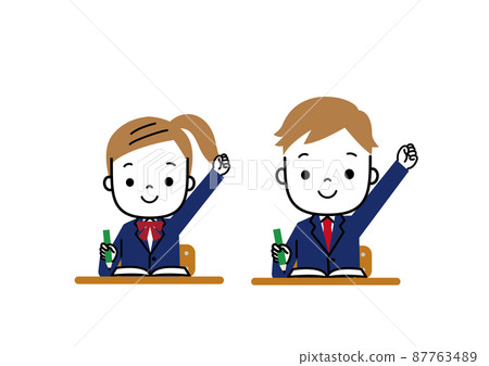 Students doing guts poses with a smile while studying 87763489