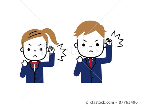 Student men and women who are enthusiastic with a serious expression Upper body 87763490