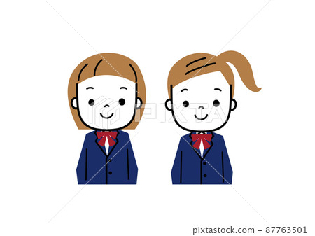 Upper body of two girls in uniform, junior high school and high school 87763501
