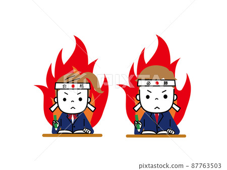 The upper body of an examinee who raises the flame and burns to study 87763503