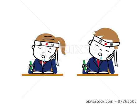 A student with a headband that is dozing while drooling during class. Upper body 87763505