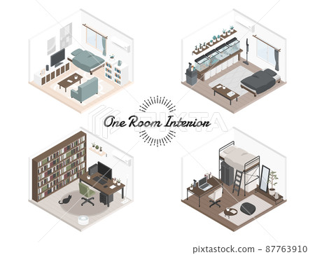 Studio interior illustration set 87763910