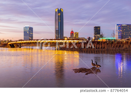 Sunset view of the Oklahoma skyline Sunset view of the Oklahoma skyline 87764054