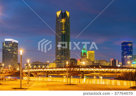 Sunset view of the Oklahoma skyline Sunset view of the Oklahoma skyline 87764070