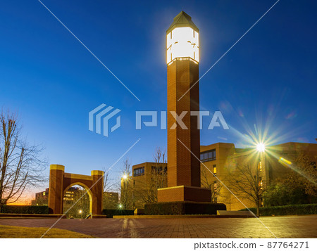 Sunset view of the campus of University of Oklahoma Health Science Campus 87764271