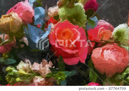 Abstract beautiful oil painting rose flower Abstract beautiful oil painting rose flower 87764709