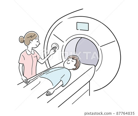 Vector illustration material: Male undergoing MRI examination Vector illustration material: Male undergoing MRI examination 87764835