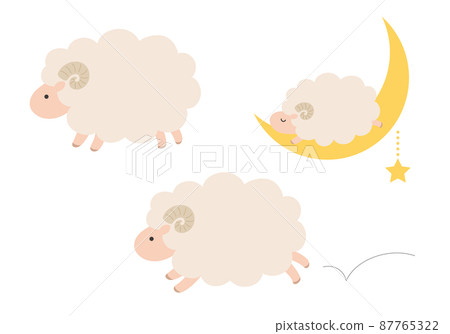 Simple cute sheep illustration set Simple cute sheep illustration set 87765322