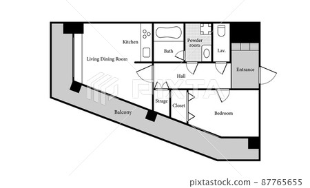 Floor plan of 1LDK type corner room (sample) 87765655