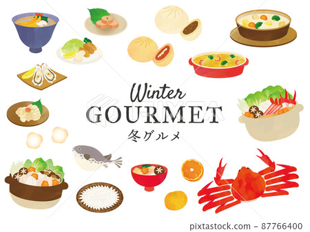Winter taste watercolor style touch illustration set Winter taste watercolor style touch illustration set 87766400