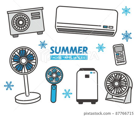 夏季家電/空調/夏季/風扇的簡單易用的矢量插圖素材 87766715
