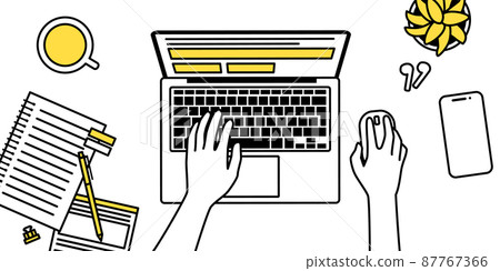 Vector illustration background of the business workspace of the person who operates the personal computer Vector illustration background of the business workspace of the person who operates the personal computer 87767366