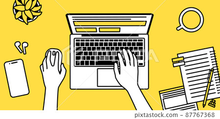 Vector illustration background of the business workspace of the person who operates the personal computer Vector illustration background of the business workspace of the person who operates the personal computer 87767368