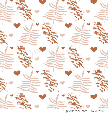 Vector seamless pattern with pastel leaves in boho style. Children's hand-drawn pattern with leaves . Children's boho style. Vector seamless pattern with pastel leaves in boho style. Children's hand-drawn pattern with leaves . Children's boho style. 87767465