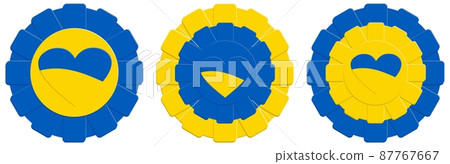 A drawn kotylion and heart symbol in the national applause of Ukraine. A drawn kotylion and heart symbol in the national applause of Ukraine. 87767667