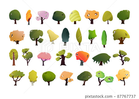 Vector collection of trees in a modern style. Cartoon drawing. Vector collection of trees in a modern style. Cartoon drawing. 87767737