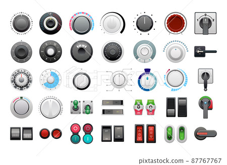 A collection of switches in a detailed style. 87767767